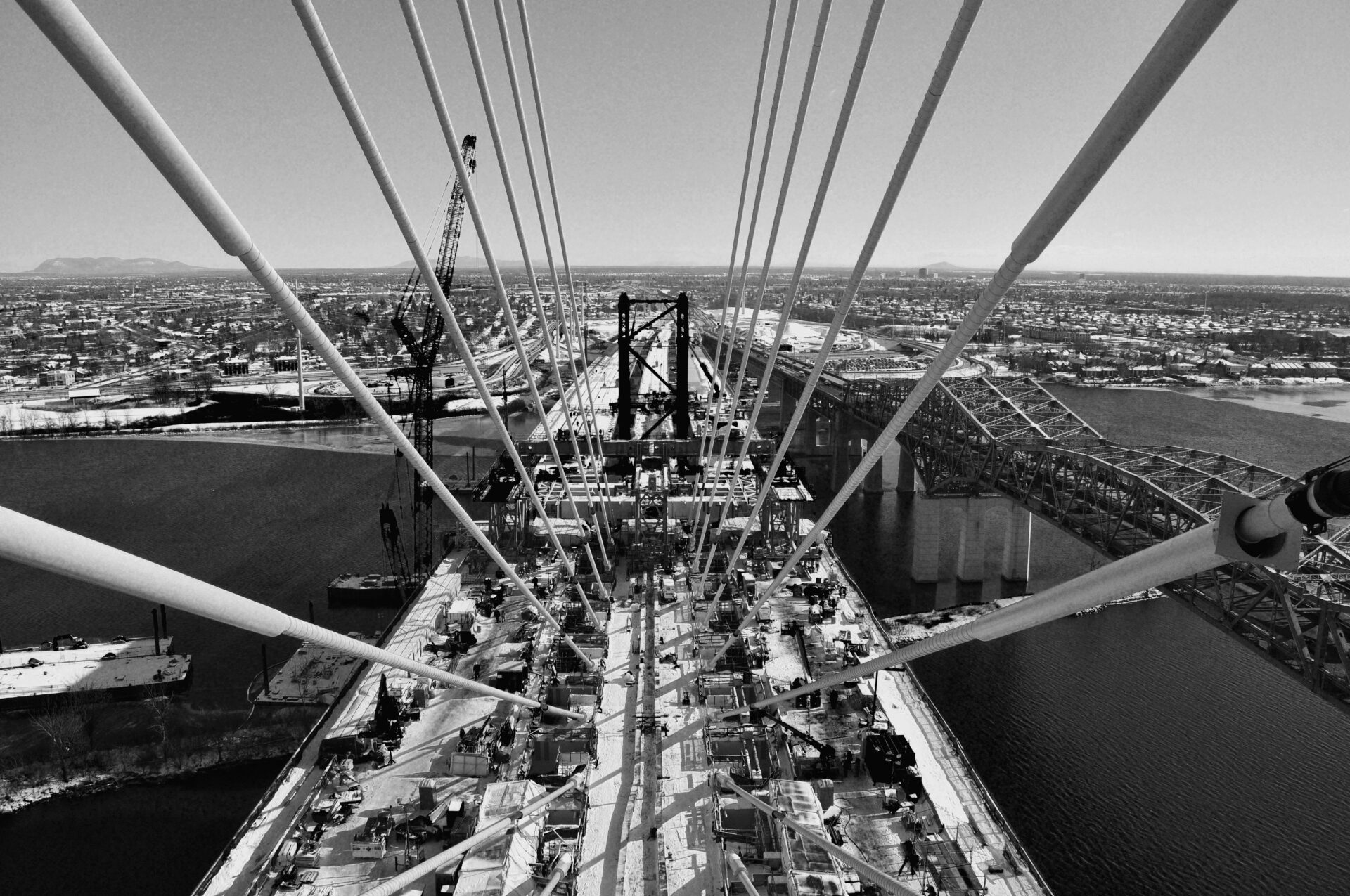 Vue de haut sur un pont